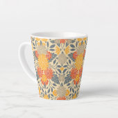暖黄、オレンジ、青のフローラ カフェラテマグ (左アングル)