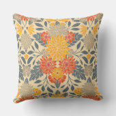 暖黄、オレンジ、青のフローラ クッション (裏面)