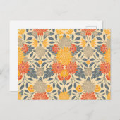 暖黄、オレンジ、青のフローラ ポストカード (正面/裏面)