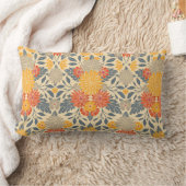 暖黄、オレンジ、青のフローラ ランバークッション (ブランケット)