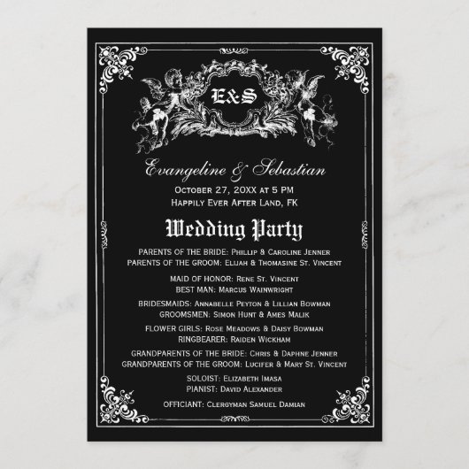 暗いおとぎ話の物語の本の結婚式プログラム プログラム (正面)