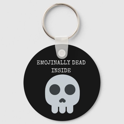 暗いおもしろいスカル絵文字 キーホルダー (正面)