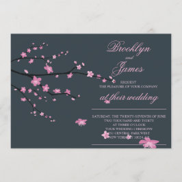 暗いさくらんぼの花の結婚式 招待状