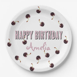 暗いさくらんぼパーソナライズされたパーティー ペーパープレート