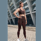 暗いさくらんぼレッドとバラオールオーバープリント レギンス