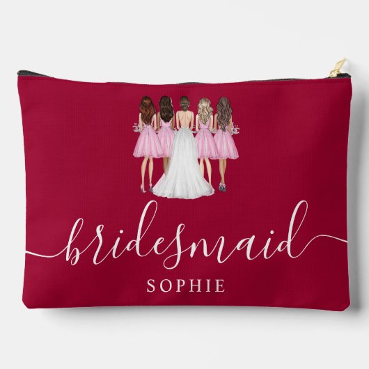 暗いさくらんぼ赤い花嫁のメイドモダンスクリプト アクセサリーポーチ (裏面)