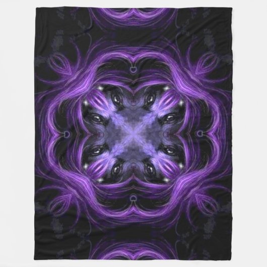 暗いはすオオカミのシャーマンの精神の車輪の曼荼羅 フリースブランケット (正面)