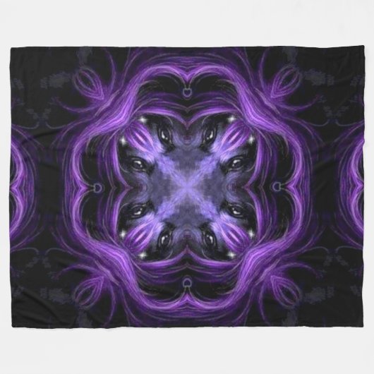 暗いはすオオカミのシャーマンの精神の車輪の曼荼羅 フリースブランケット (正面(横))