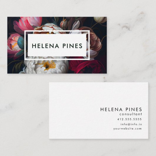 暗いはっきりした上の不機嫌な質感の花 名刺 (正面/裏面)