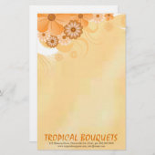 暗いアイボリー金ゴールドハイビスカスフローリスト筆記用紙 便箋 (正面/裏面)