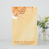 暗いアイボリー金ゴールドハイビスカスフローリスト筆記用紙 便箋 (スタンド正面)
