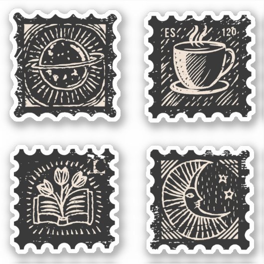 暗いアカデミアヴィンテージ切手 シール (正面)