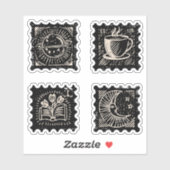 暗いアカデミアヴィンテージ切手 シール (シート)