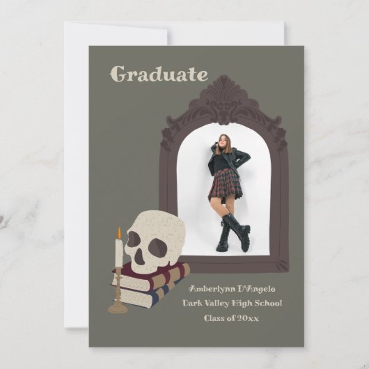 暗いアカデミア写真卒業発表 招待状 (正面)