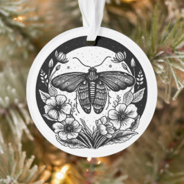 暗いアカデミガの蛾と花 オーナメント