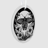 暗いアカデミガの蛾と花 オーナメント (正面)