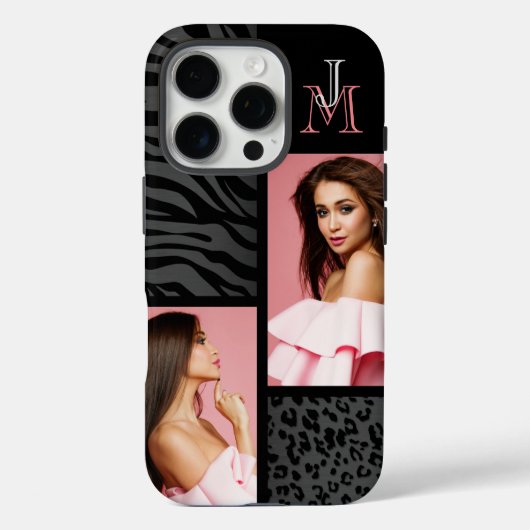 暗いアニマルプリント-カスタム写真&モノグラム Case-Mate iPhoneケース (裏面)