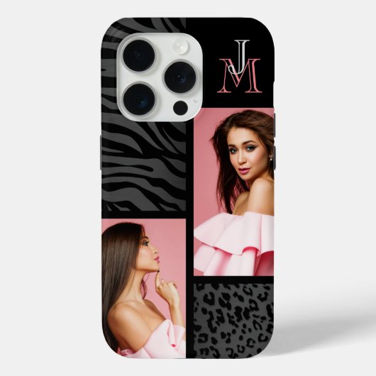 暗いアニマルプリント-カスタム写真&モノグラム Case-Mate iPhoneケース (裏面)