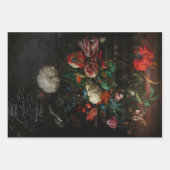 暗いアンティークフローラ静止寿命の分離 ラッピングペーパーシート (正面3)