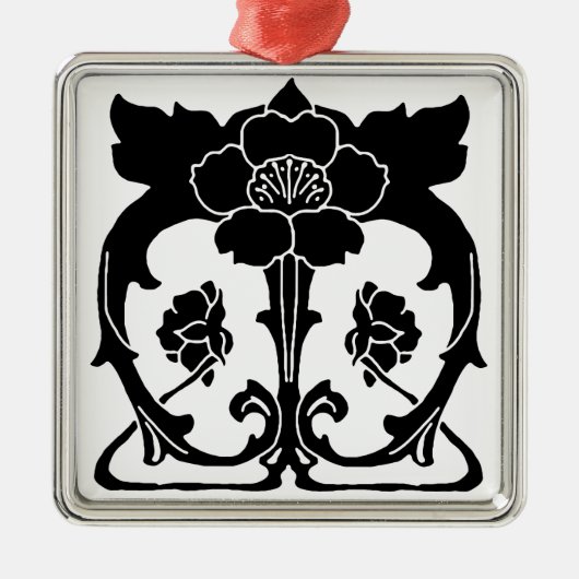 暗いアールヌーボーの花 メタルオーナメント (正面)