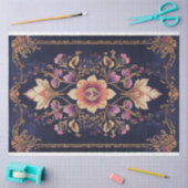 暗いインディアンフォークフローラデマスクパターン 薄葉紙 (クラフト)