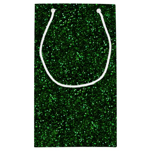 暗いエメラルドグリーンのグリッター スモールペーパーバッグ (裏面)