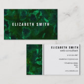 暗いエメラルドグリーンの大理石の水彩画 名刺 (正面/裏面)