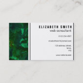 暗いエメラルドグリーンの大理石の水彩画 名刺 (裏面)
