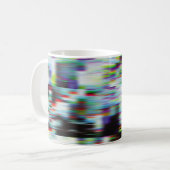 暗いエラーの背景、イラストレーション。黒、青、 コーヒーマグカップ (正面左)