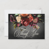 暗いエレガントぼやけ秋のフローラ結婚ズ サンキューカード (正面)