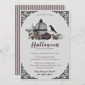 暗いエレガントハロウィーンの大人の衣装パーティーインビタット 招待状 (正面/裏面)