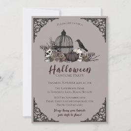 暗いエレガントハロウィーン大人の衣装パーティー 招待状