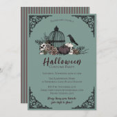 暗いエレガントハロウィーン大人の衣装パーティー 招待状 (正面/裏面)