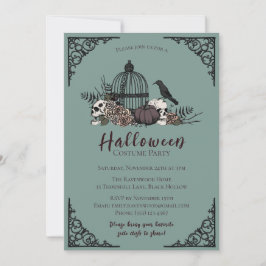 暗いエレガントハロウィーン大人の衣装パーティー 招待状