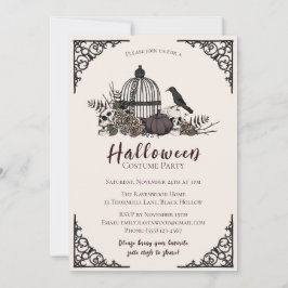 暗いエレガントハロウィーン大人の衣装パーティー 招待状