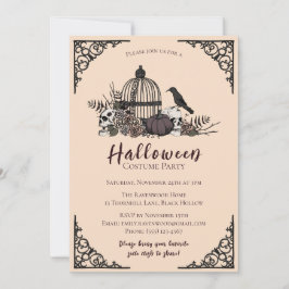 暗いエレガントハロウィーン大人の衣装パーティー 招待状