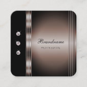 暗いエレガントバラ金ゴールドとラインストーンで黒 スクエア名刺 (正面)