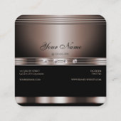 暗いエレガントバラ金ゴールドとラインストーンで黒 スクエア名刺 (裏面)