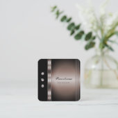 暗いエレガントバラ金ゴールドとラインストーンで黒 スクエア名刺 (スタンド正面)