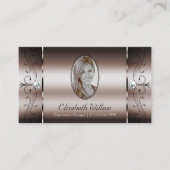 暗いエレガントバラ金ゴールドの斜め宝石と写真 名刺 (正面)