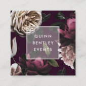 暗いエレガントフローラオンプラム | スクエア名刺 (正面)