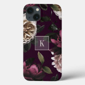 暗いエレガントフローラモノグラム Case-Mate iPhoneケース (裏面)