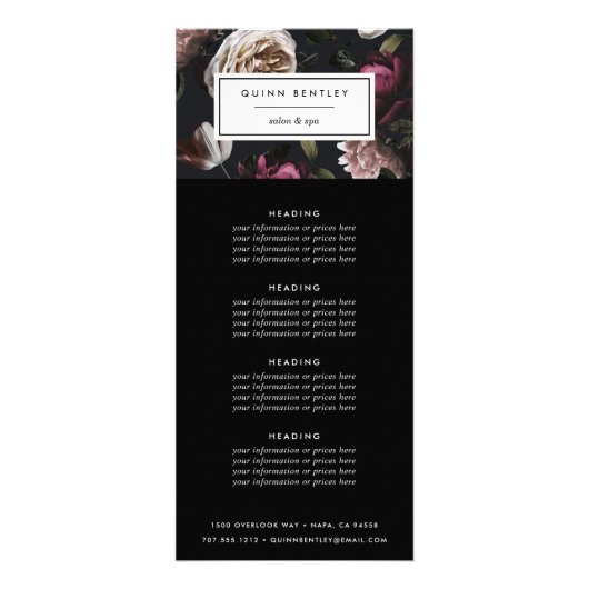 暗いエレガントフローラ価格またはサービス ラックカード (正面)