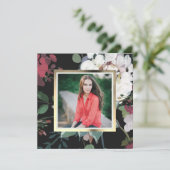 暗いエレガントフローラ卒業パーティーの写真 招待状 (スタンド正面)