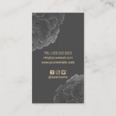 暗いエレガントフローラ金ゴールドモノグラムロゴヘアメイクアップ 名刺 (裏面)