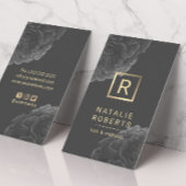 暗いエレガントフローラ金ゴールドモノグラムロゴヘアメイクアップ 名刺