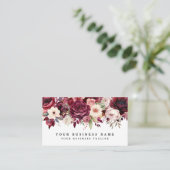 暗いエレガントブルゴーニュの花の名刺 名刺 (スタンド正面)