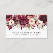 暗いエレガントブルゴーニュの花の名刺 名刺 (正面)