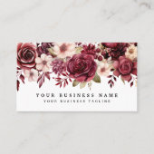 暗いエレガントブルゴーニュの花の名刺 名刺 (正面)