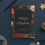 暗いエレガントヴィンテージメリークリスマス シーズンカード<br><div class="desc">ダークエレガントメリークリスマスカード：オリジナルと印象的なデザイン、ヴィンテージタペストリーの背景とエレガントなフォントを混合。</div>